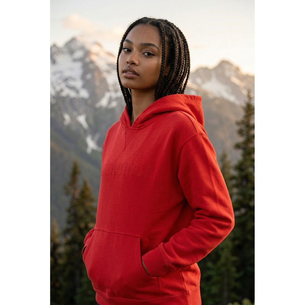 LULULEMON HOODIE WOMENS 10 ORANGE WORKOUT FITNESS COTTON BLEND
